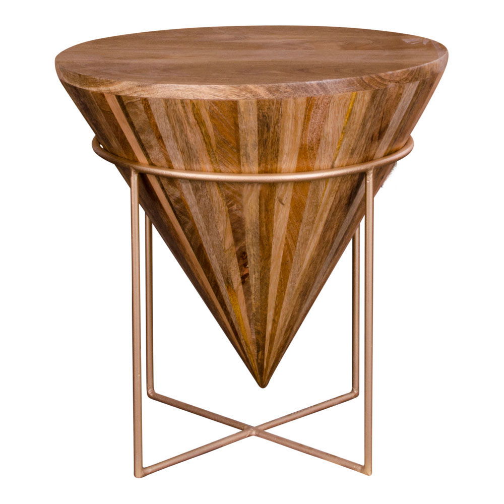 Hapur – Couchtisch aus Mangoholz und Stahl, natur, Ø40x43 cm